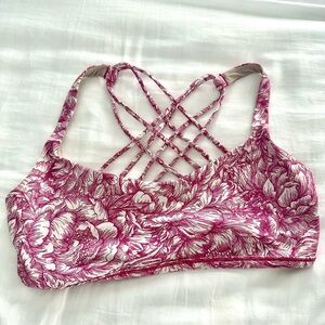 Size 12 strappy bra in rose & white Lululemon